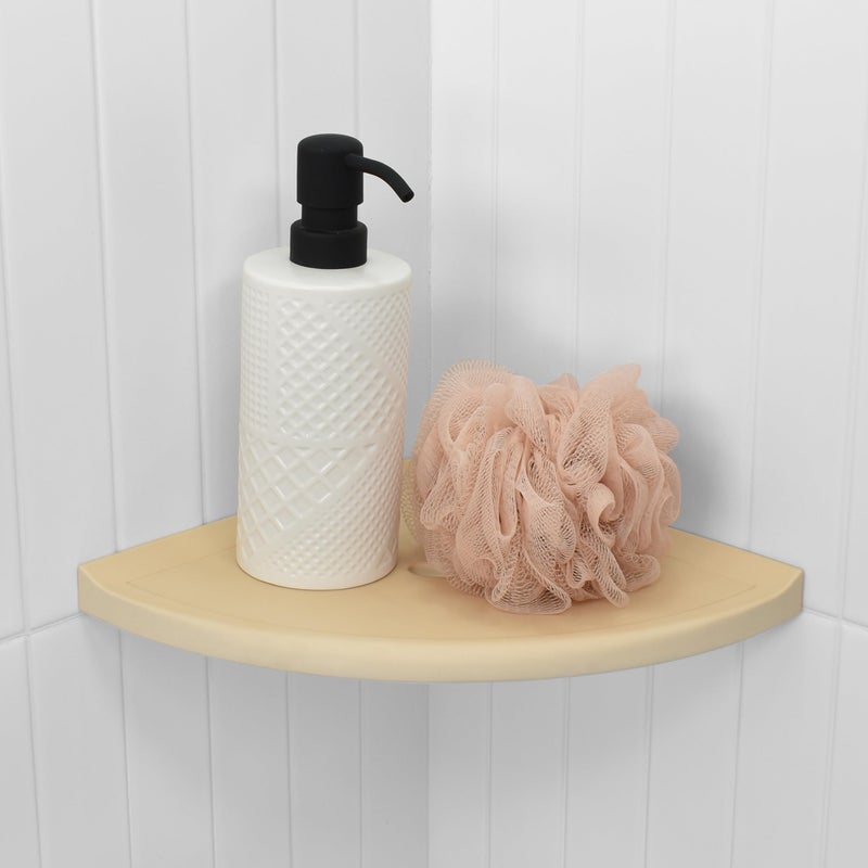 Questech 10" Corner Shower Shelf, Retrofit Shower Organizer for Tiled Walls, Corner Caddy Soap Dish Bathroom Storage, Metro Flatback, Sand Matte - Image 4